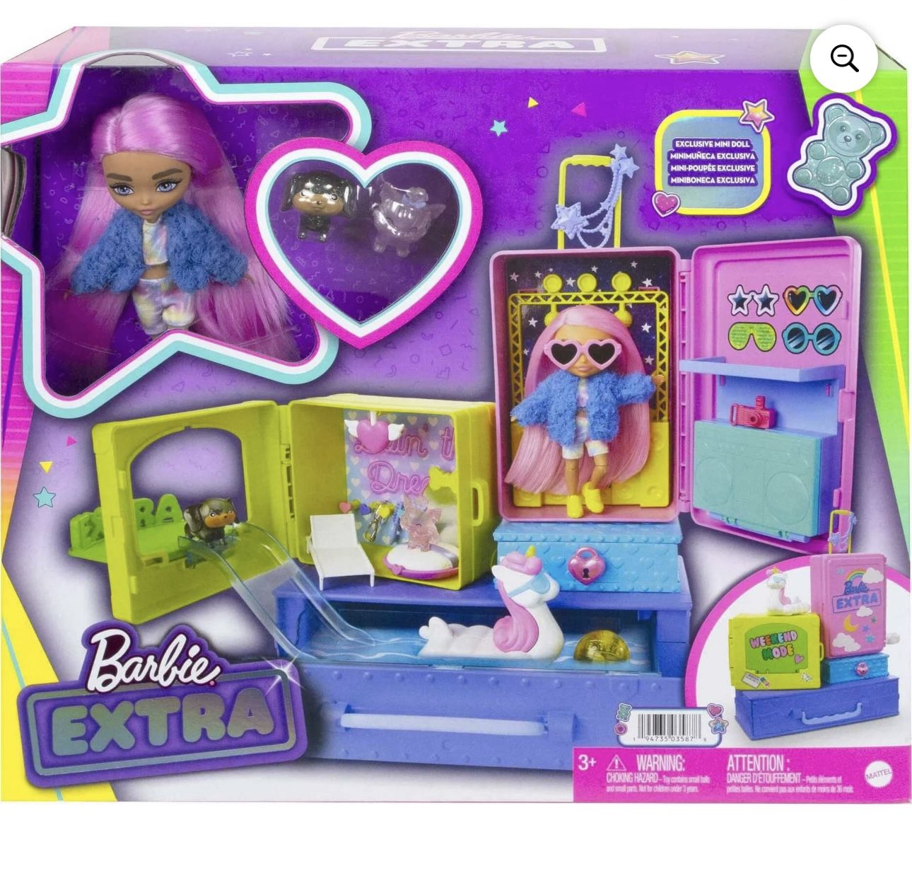 Barbie Extra Minis Pet Dollhouse, Travel playset with Doll, puppies & Accessories