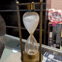 Vintage Brass Glass Sand Timer Hourglass Decorative Decor Collectible Display
