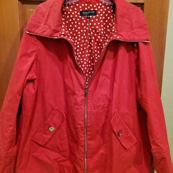 Jones New York Red And Polkadot Raincoat 