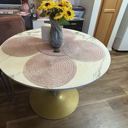 Kitchen Table & 4 Chairs & Red vase With Decorations 