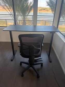 Electric standing desk & office chair