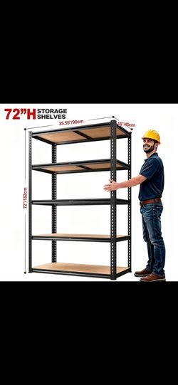 72"  5-tier Steel Storage Shelving Unit