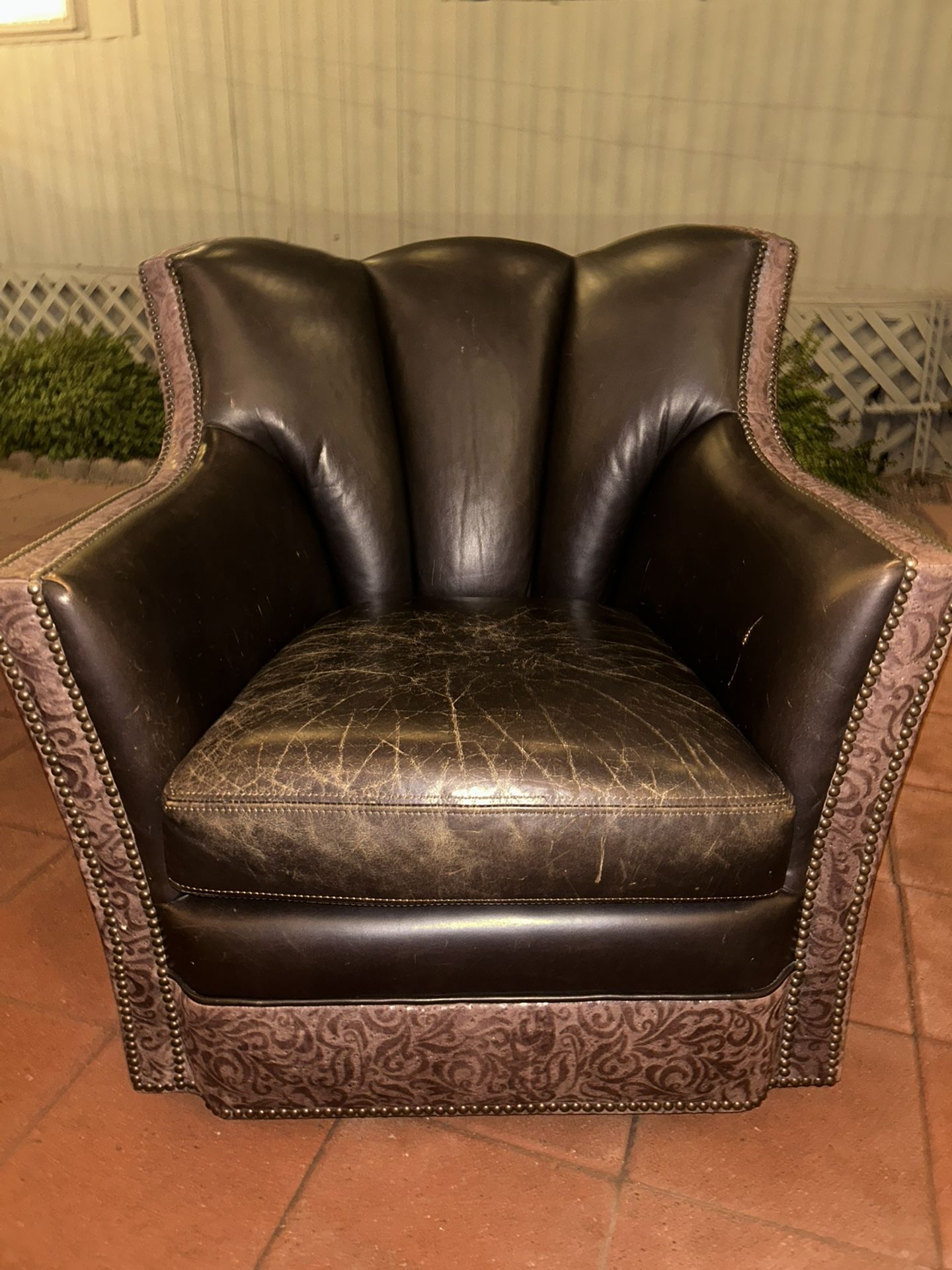 Vintage Dark Brown Leather Chair 