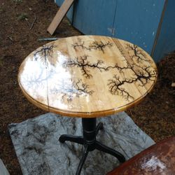 Bar Style Table And Two Coffee Tables With Electraulisis Wood Burns