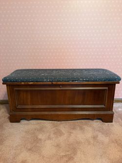 Vintage Cedar Chest With Upholstered Bench Top