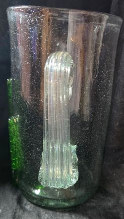 Vintage Handblown Cactus Pitcher