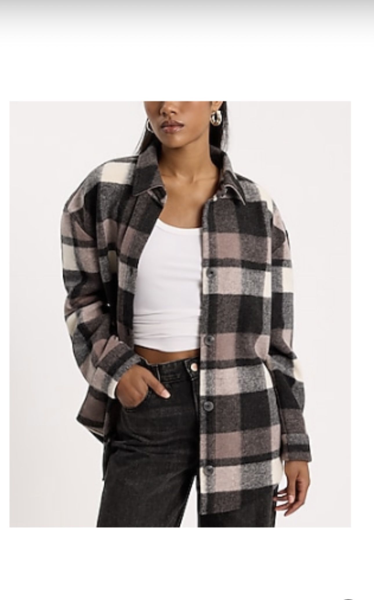 Plaid Oversized Tunic Jacket