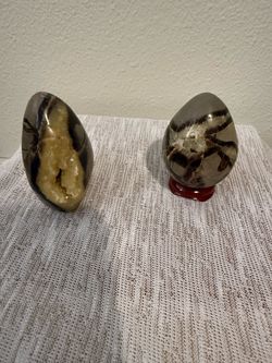 Septarian Nodule Crystal Egg Set of 2