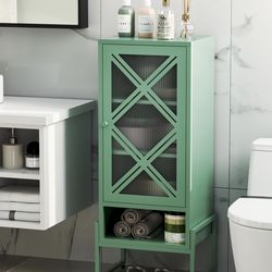 Metal Storage Cabinet with Adjustable Shelves, 42.54"H Freestanding Organizer for Pantry, Kitchen, Bathroom & Laundry Room, Strong & Rust-Resistant, E