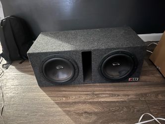 2x 10inch subwoofers in box with attached amp
