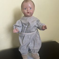 Antique 1920s Handmade Baby Doll W/ Stuffed Body & Arms, Legs &Head Muñeca Antigua
