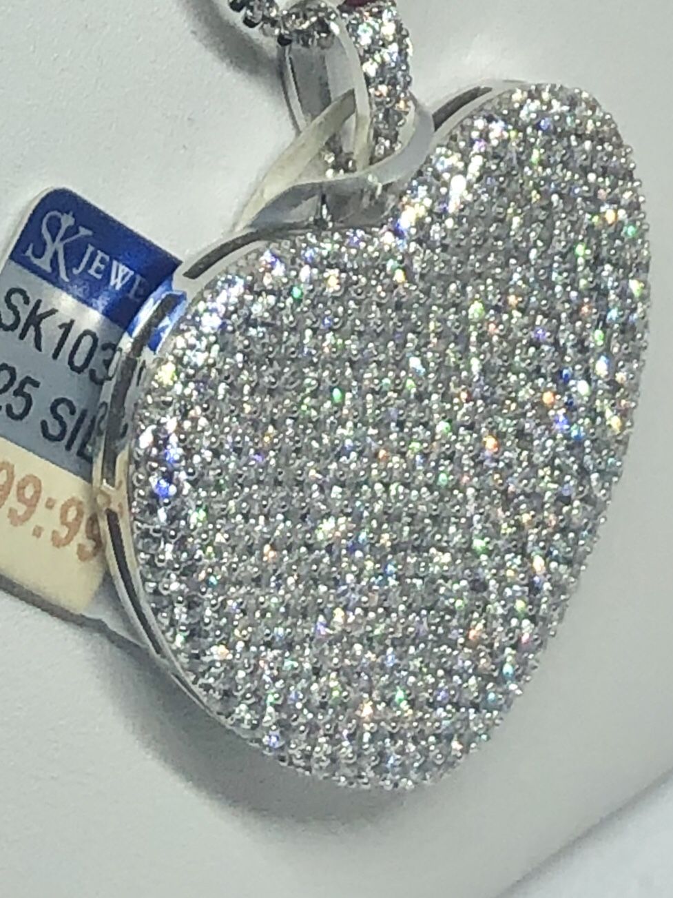 Silver chain charm/20 inches chain stone cz