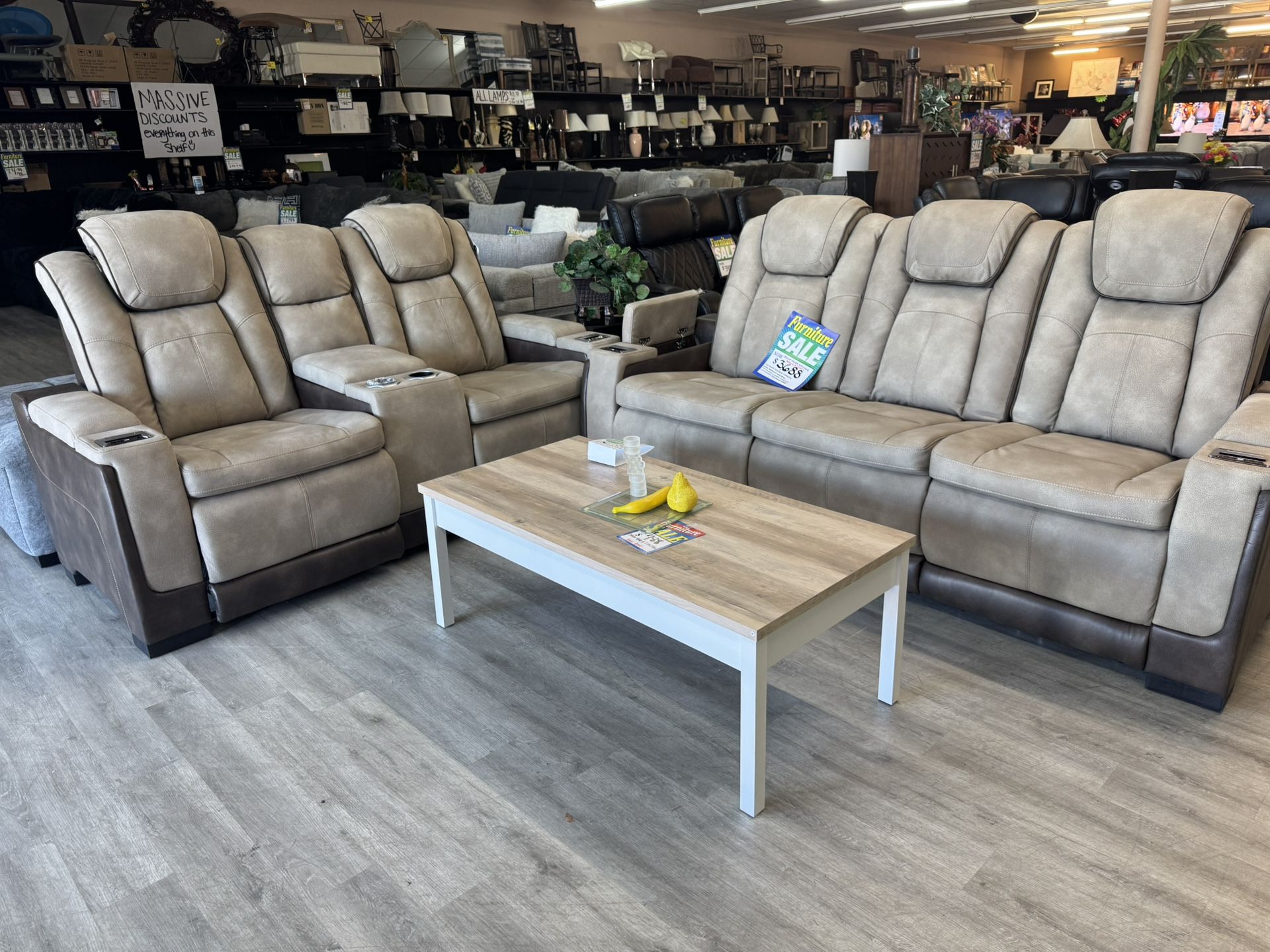 Power Reclining Sofa And Loveseat With Wireless Phone Chargers