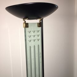Floor Lamp Metal And Glass.  Has A Button Switch That You Can Set On Table