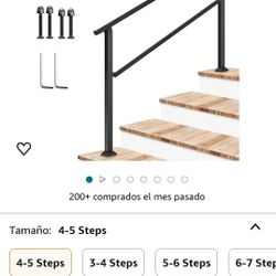 Pasamanos para exteriores, pasamanos de escalera de 4 a 5 escalones, 54 x 36 pulgadas, se adapta de 1 a 5 escalones, pasamanos de hierro mate forjado 