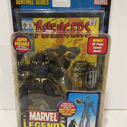 NEW Sealed Marvel Legends Black Panther 2005 - Comic + Build-a-Sentinel Right Arm (Yellowed Plastic)