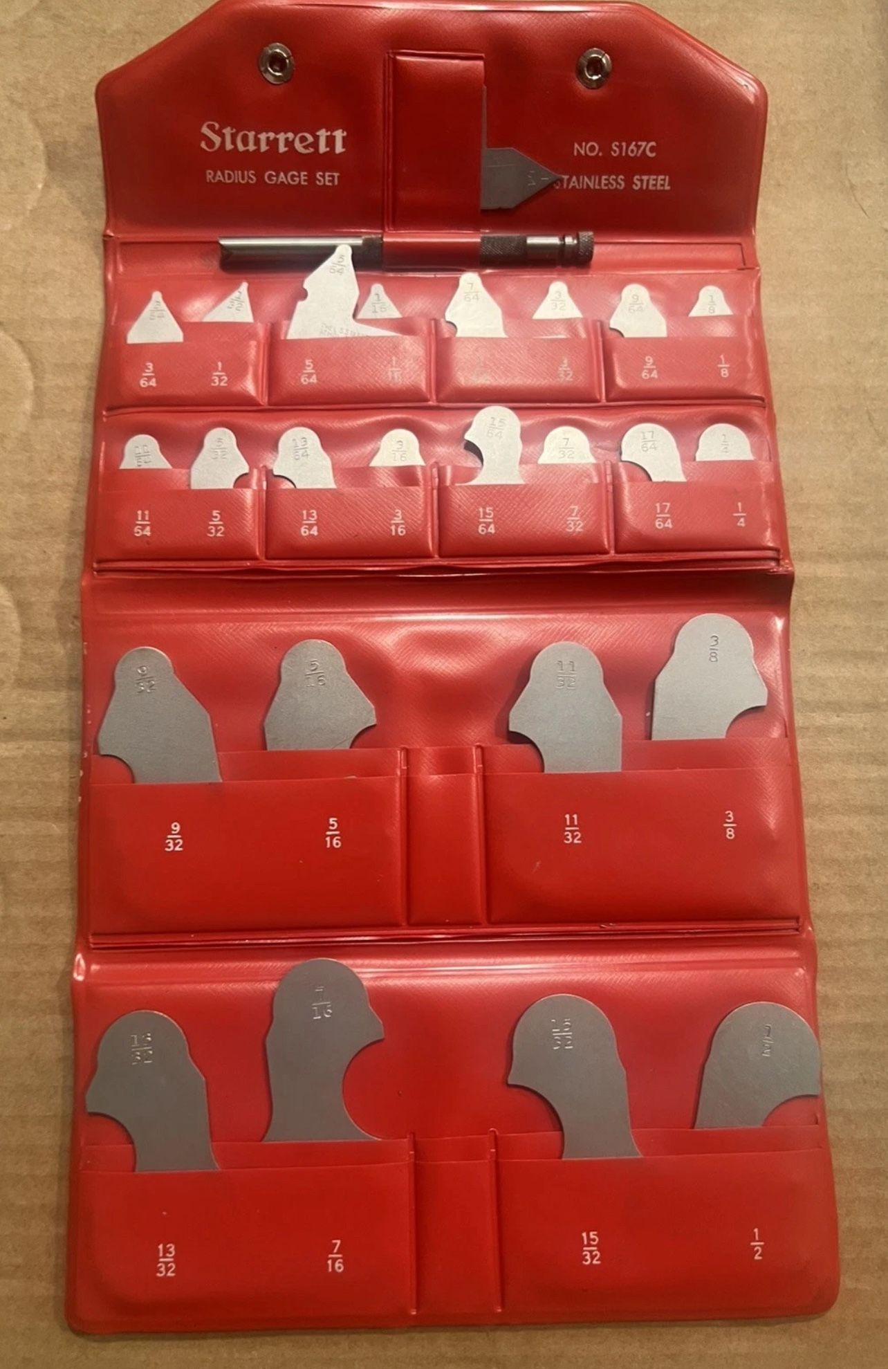 Starrett Radius Gage Set S167C Stainless Steel USA Complete Nice!