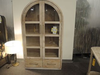 Perennial Home Blanco 2 Drawer 2 Door Arch Cabinet - Natural White Washed Light Wood | Cupboard
