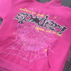 Pink Sp5der Hoodie Medium