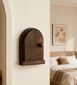 Wooden Outlet Cover, Rustic Style Solid Wood Outlet Protector, Dust-Proof Switch Panel Cover, Arched Door Design, Non-Electric, Handcrafted Wood, Cove