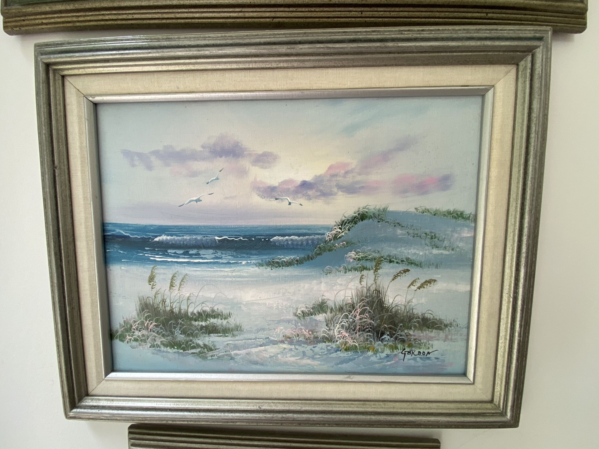 D. GORDON Vintage Sandy Beach Oil On Canvas Painting Impressionist 21x16”