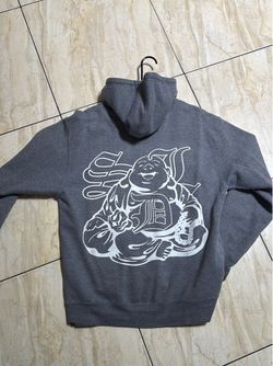 Grey SDL hoodie buddha backside