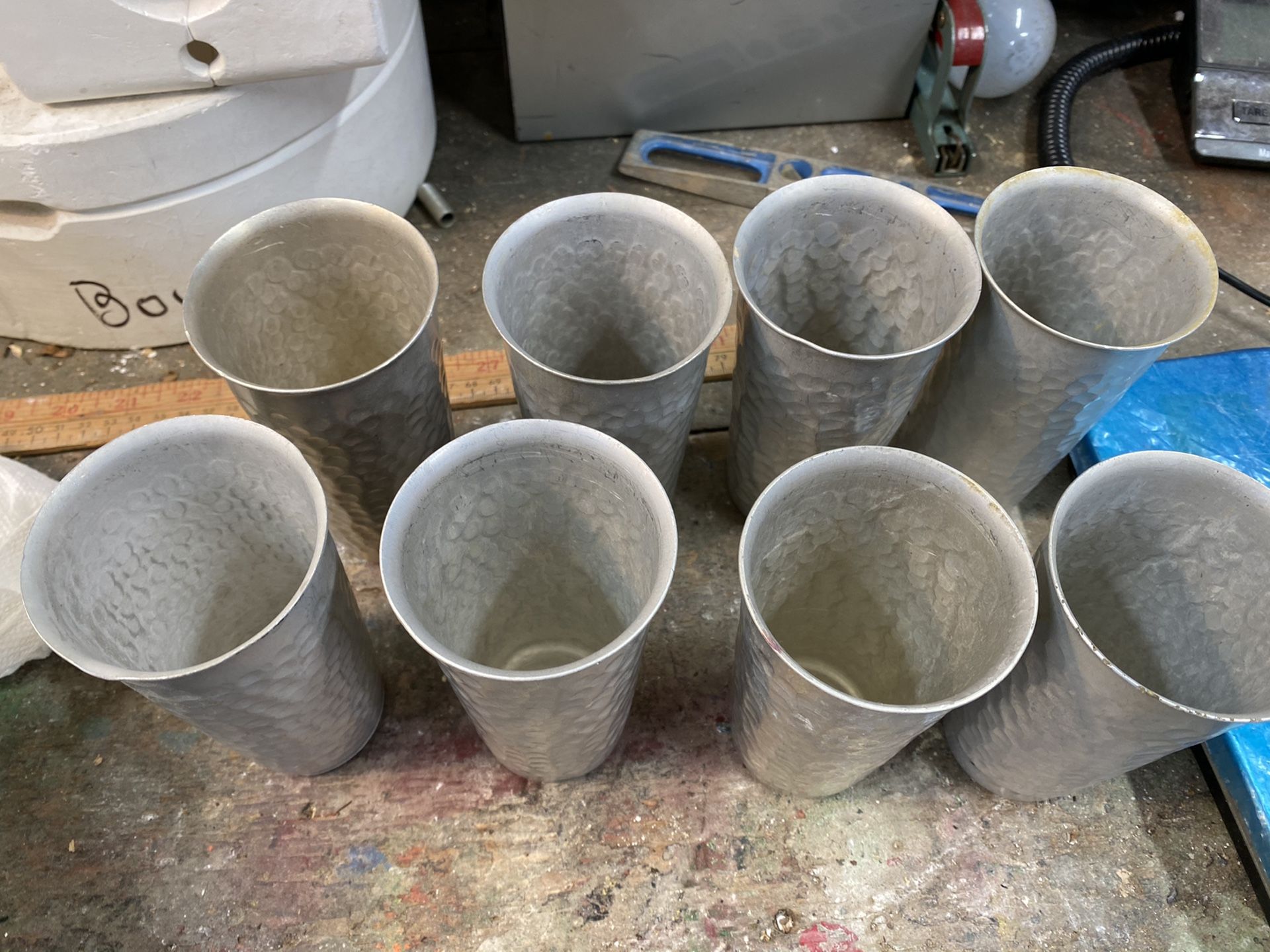 Vintage 8 pewter aluminum cups