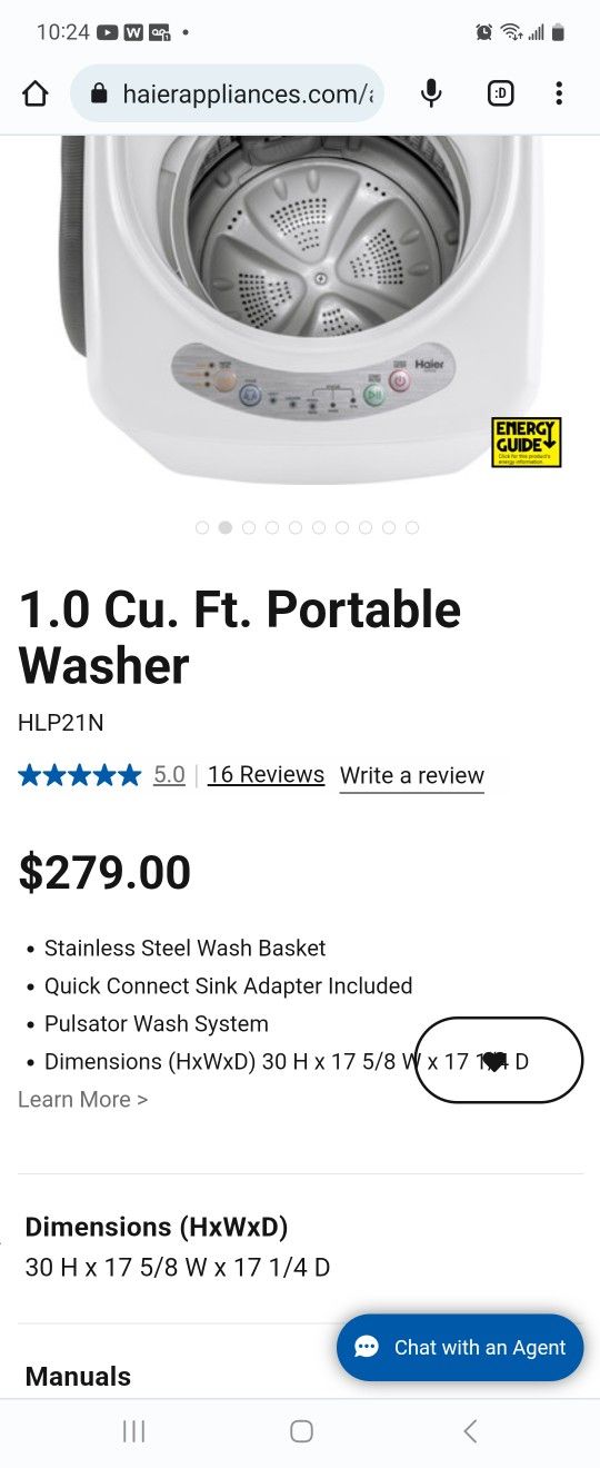 Haier fashion 1.0 portable washer