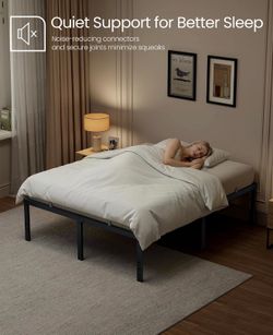Full Metal Bed Frame 18 Inches Tall, 1100 lb Weight Capacity, No Box Spring Needed, with Under-Bed Storage, Easy Setup, Heavy-Duty Platform Bed, Mattr