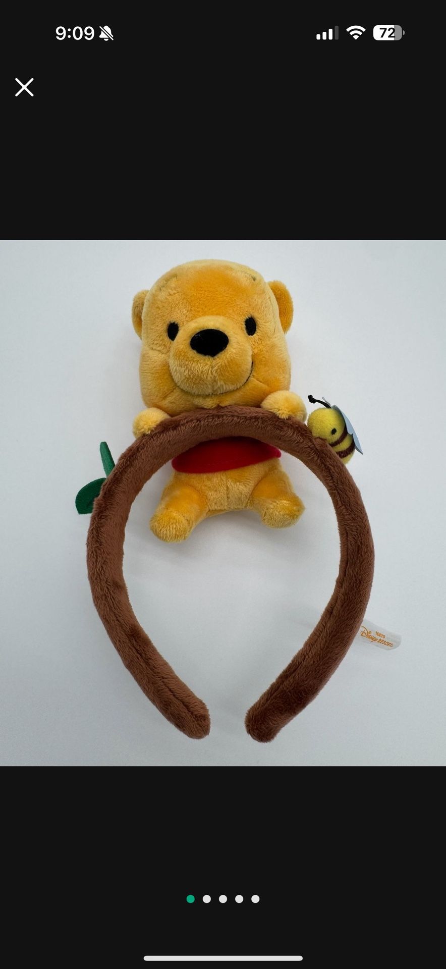 Tokyo Disney Resort Winnie the Pooh Headband Ears Plush Doll Head Band
