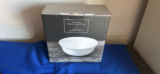 Large stoneware beaded serving bowl