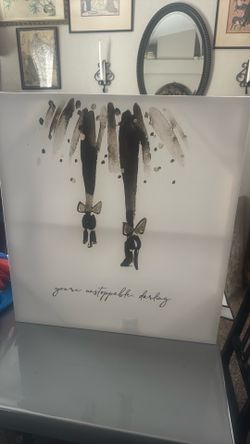 Watercolor-style print of ballerina legs with bows and 'you're unstoppable, darling' quote