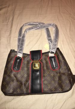 Genuine Cowhide Leather bag with red trim