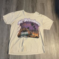 Y2K Cream/Tan Rod wave St. Petersburg graphic T-shirt