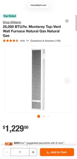 Top-Vent Wall Furnace Natural Gas