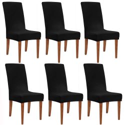 6 Brand New Black Chair Covers. Soft Stretchable
