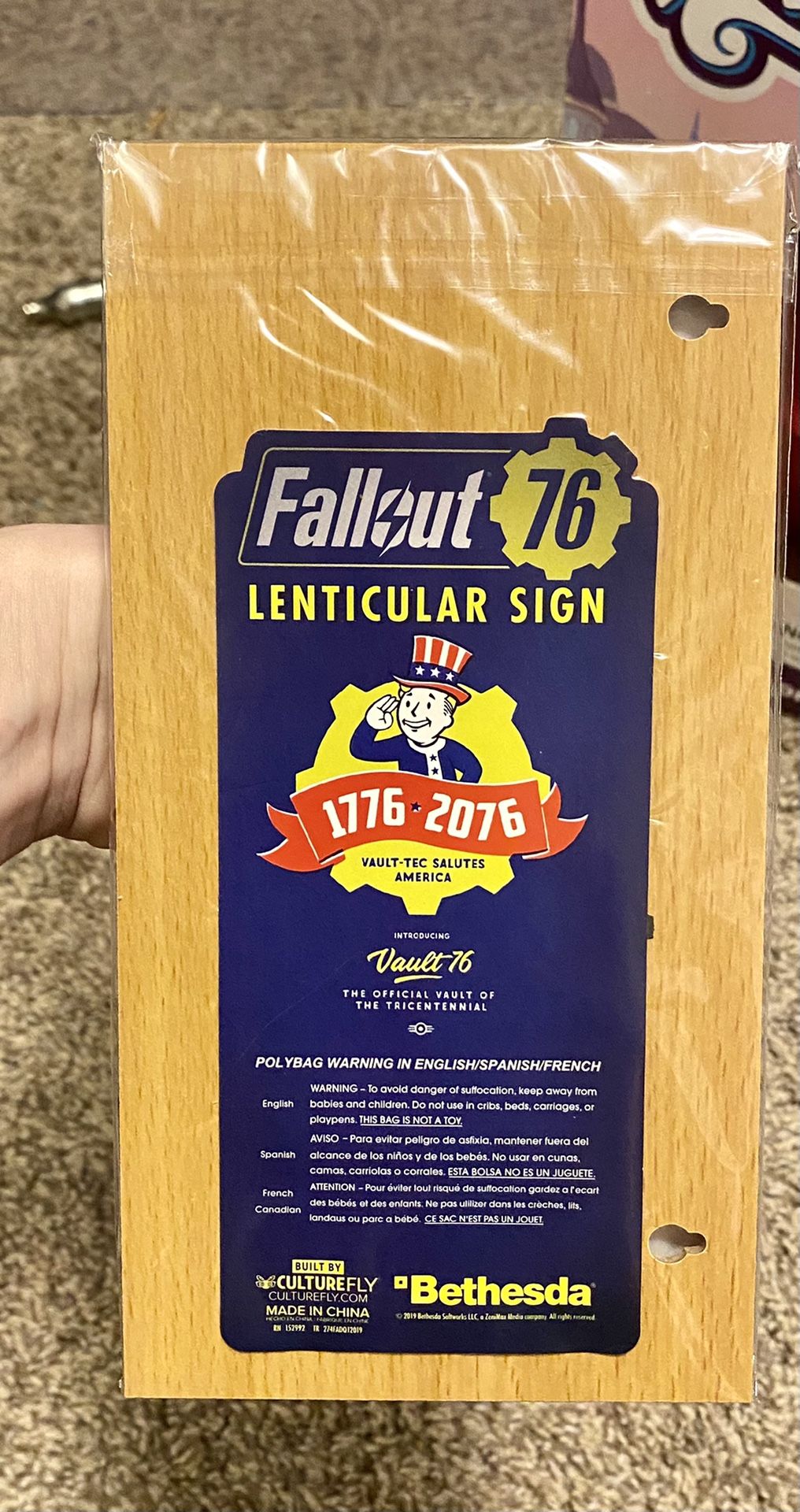 Fallout 76 holographic wooden sign