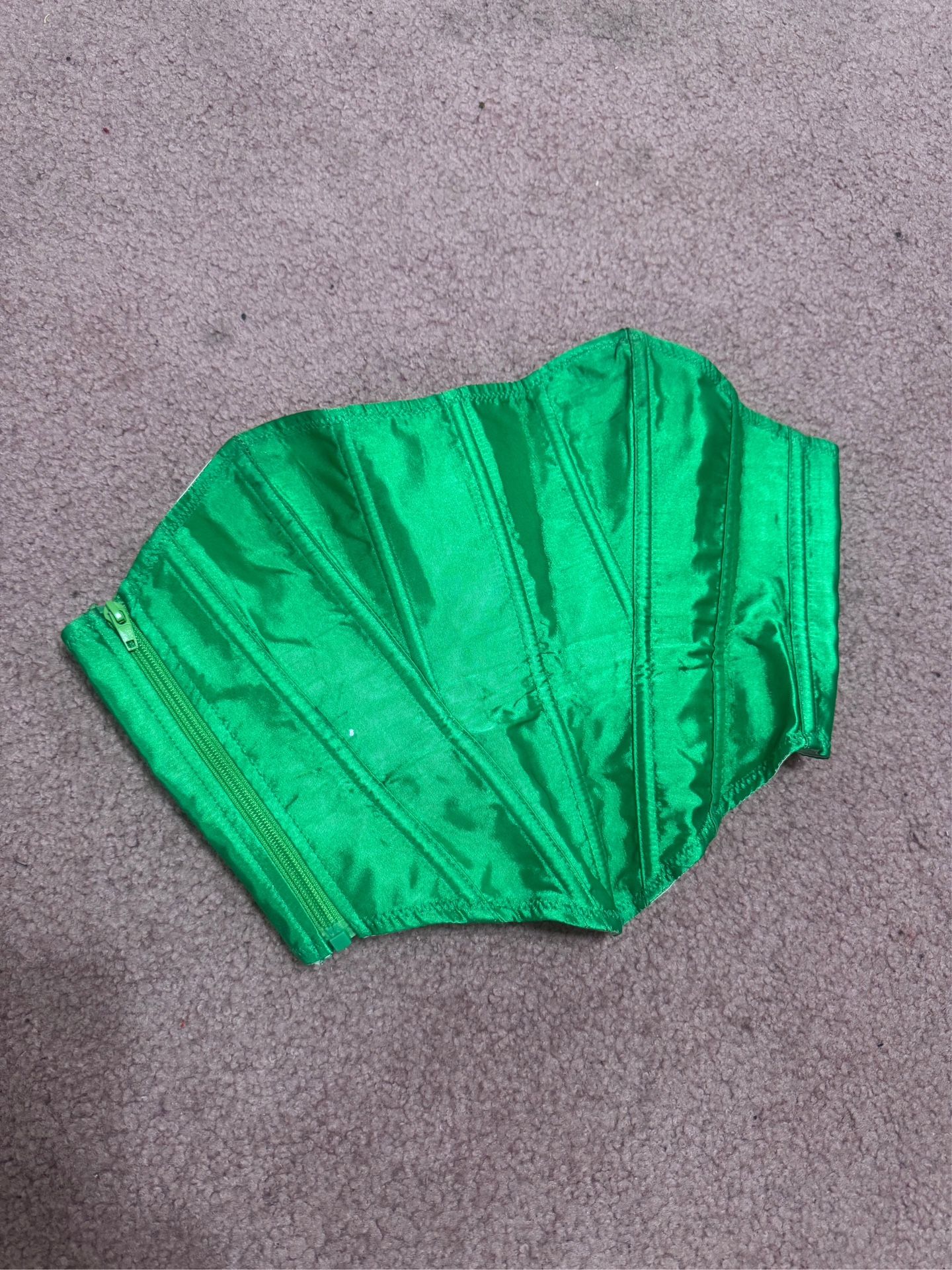 Medium green satin corset top Rennisance Victorian costume cosplay festival rave