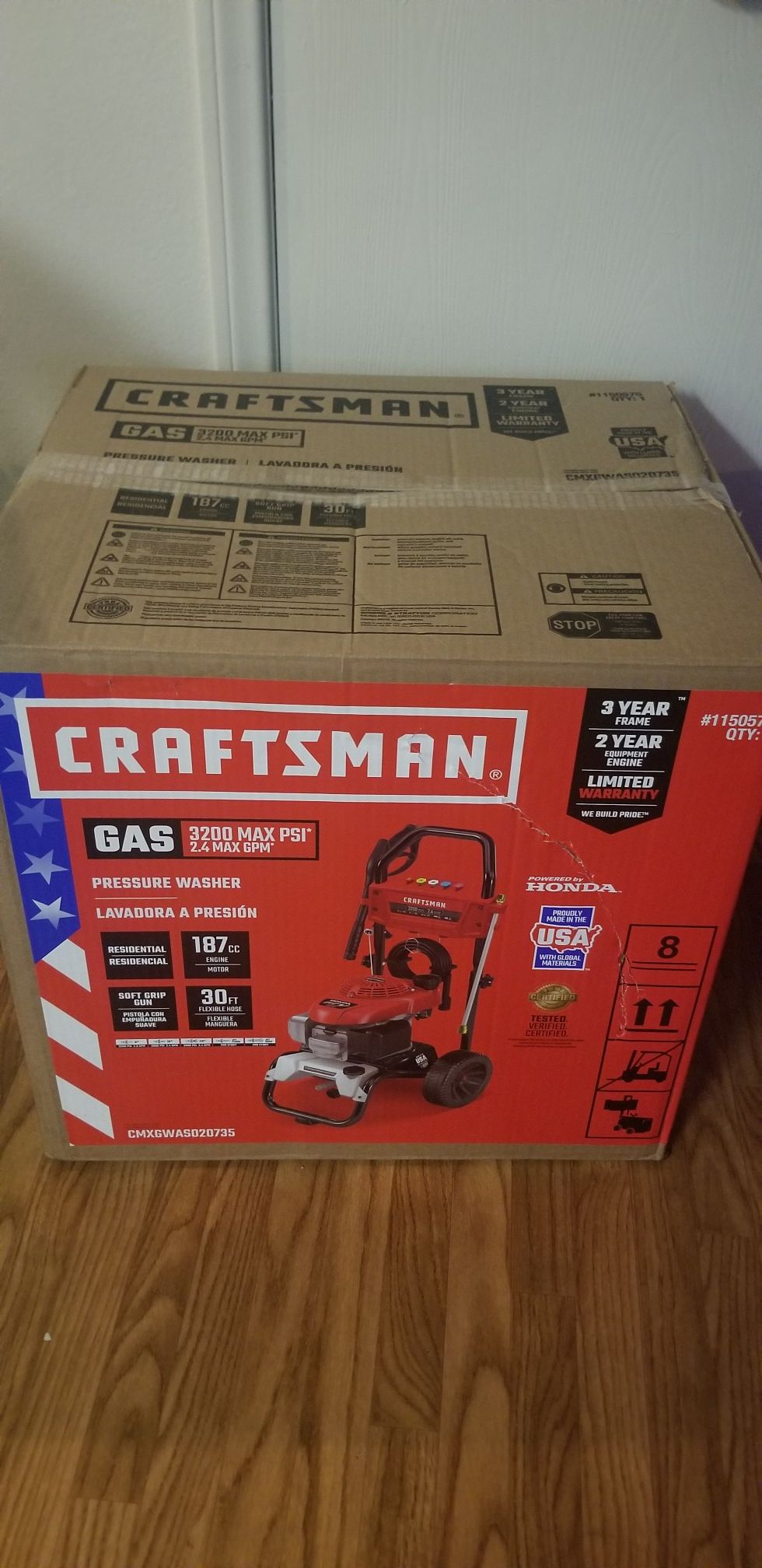 BRAND NEW, CRAFTSMAN 3200-PSI 2.4-GPM Cold Water Gas Pressure Washer with Honda Engine CARB Item #1150575Model #CMXGWAS020735