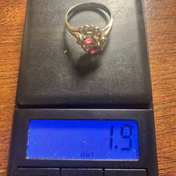 Vintage Gold Ring Rubies Stone Little Diamonds 14 Kt 1.9