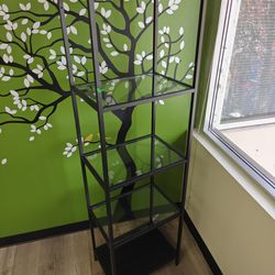 Corner Shelf (16" x 20" x 68") Glass Shelves Metal Frame