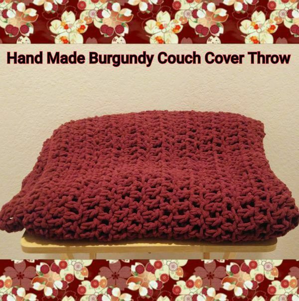 HAND MADE BURGUNDY COUCH COVER THROW