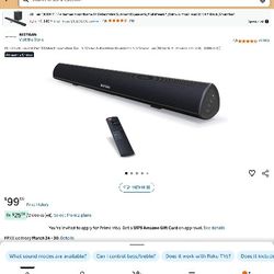 BESTISAN Sound Bar, 100Watt Soundbar for TV, Wired & Wireless Bluetooth 5.0 Sound Bar(40 Inch, 6 Drivers, Optical, HDMI-ARC)