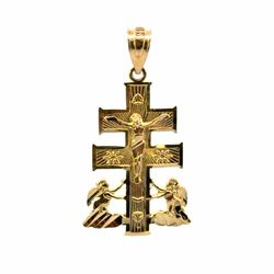 Men’s or Women’s 14k Yellow Gold 1.25” Inch Caravaca Cross Crucifix Pendant for Necklace GP3133305