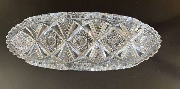 Antique American Brilliant Celery Relish Crystal Serving Tray Dish