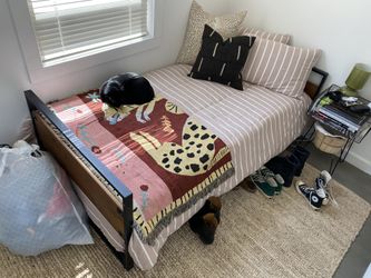 Twin Bed Frame/ Mattress/ Sheets/ Pillows