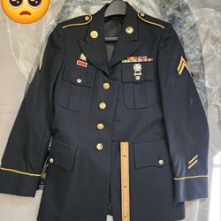 US Army Military Men ASU Uniform Coat Jacket NCO Pants Shirts White Long Short Sleeve Set Trousers Dress Blue 