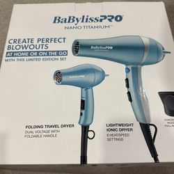 Babyliss Pro Nano Titanium with travel sized dryer LIMITED EDITION