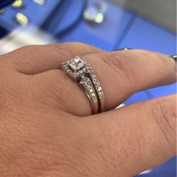10kt White Gold Wedding Set
