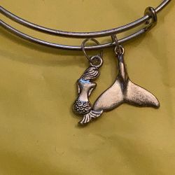 Handmade silver Charm bangle bracelet